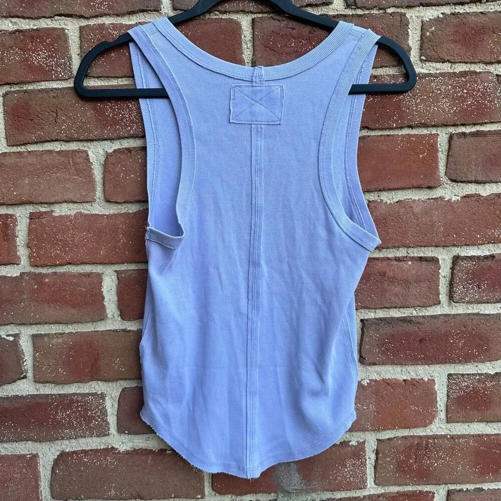 Free People We The Free Ribbed Tank Top Lavender Scoop Neck Racerback L NEW